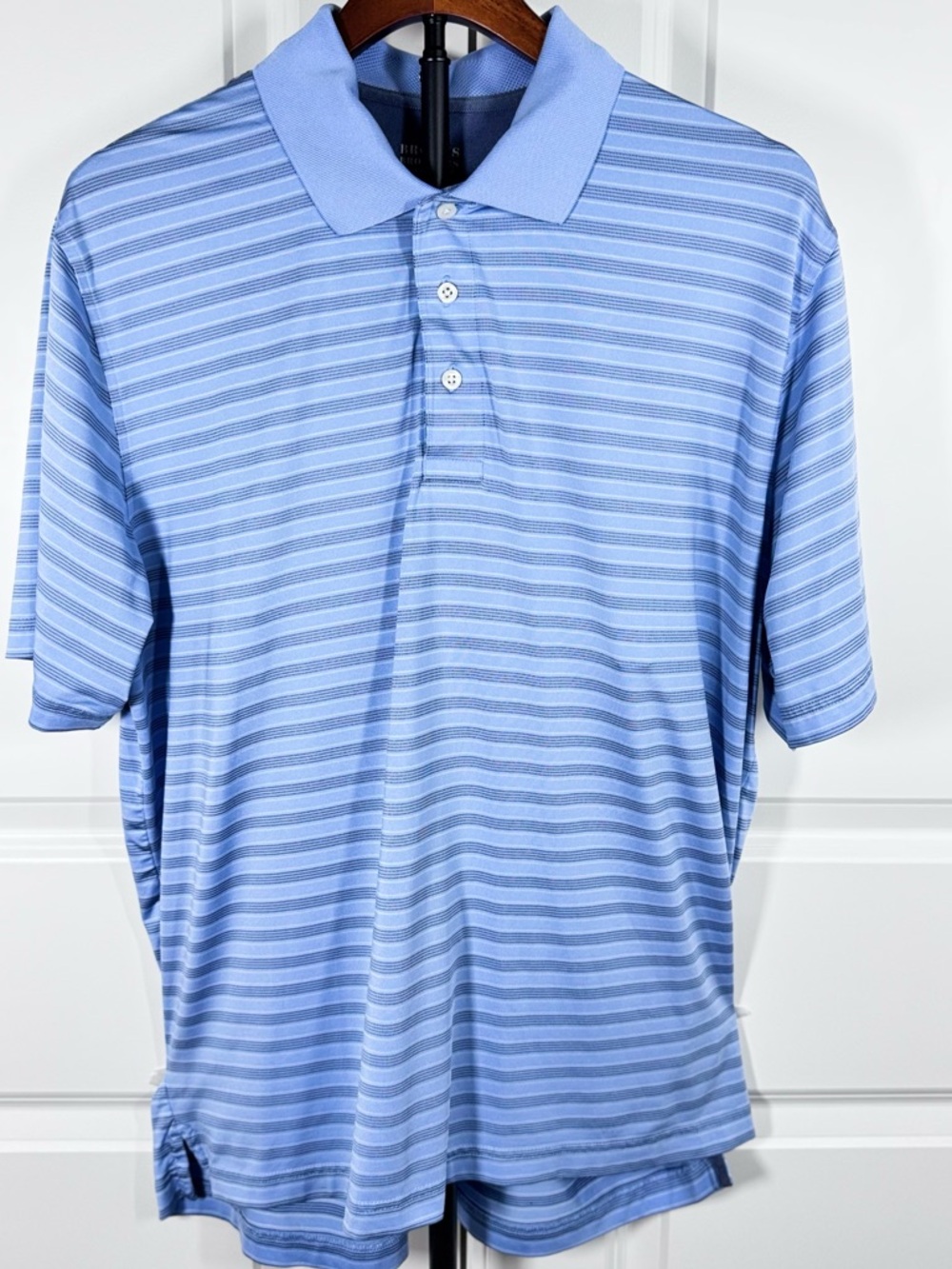 Brooks Brothers Performance Polo Shirt Blue Striped Stretch Golf Preppy XL